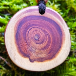 Pacific Yew Wood 2 inch Pendant, Hand Carved to Order, Magic Yew Tree Necklace, Customizable Cord Options, Natural & Sustainably Sourced