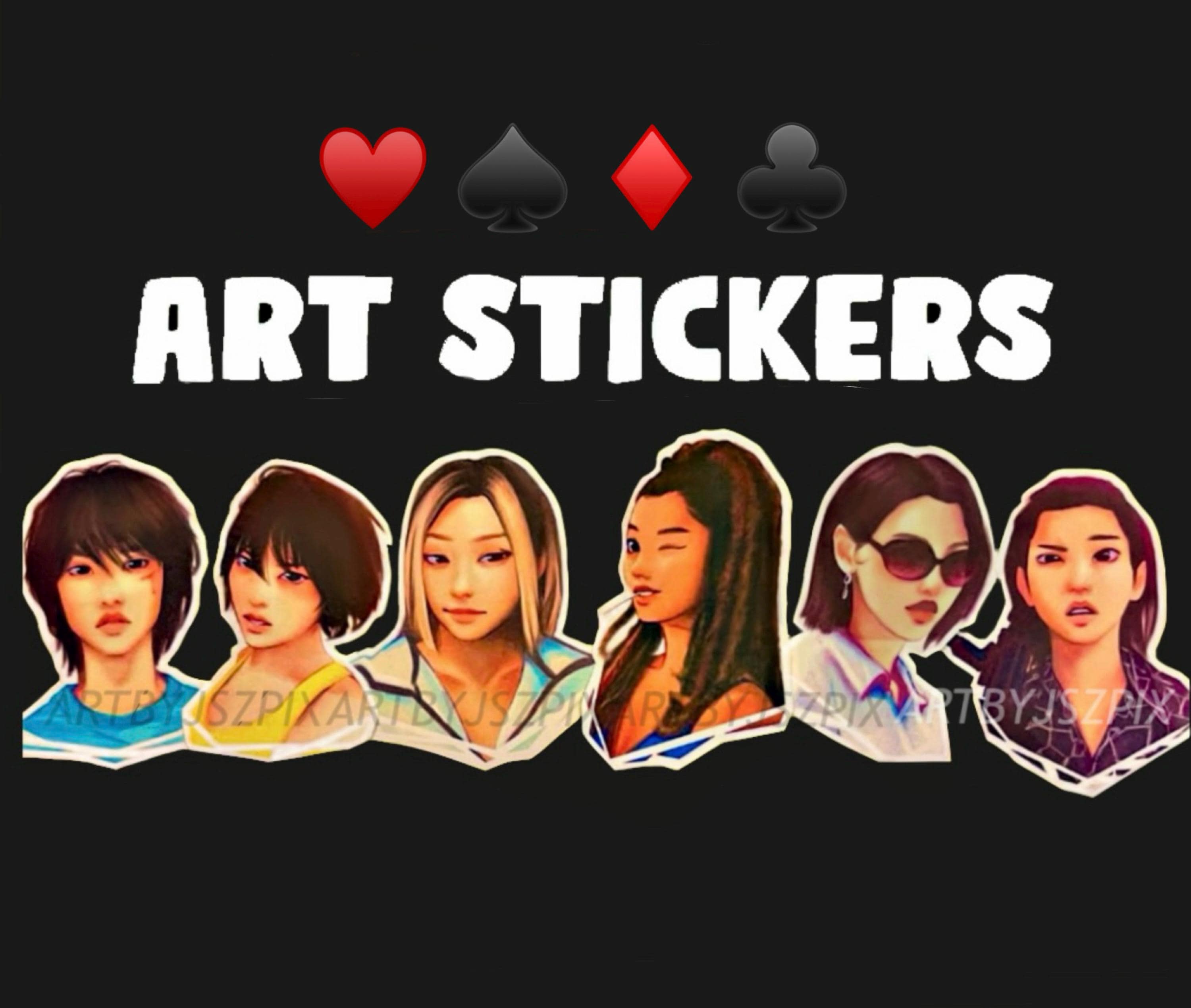 AIB art sticker set of 6 | Arisu Usagi Kuina Chishiya Ann Niragi