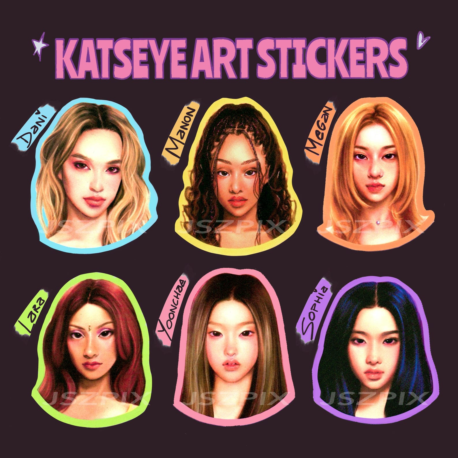 KATSEYE SIS Color-coded Art Stickers | Kpop Girl Group | Manon Sophia ...