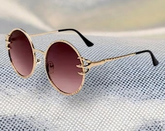 Goth dark Glam Retro Alternative Style round sunglasses