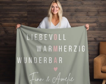 personalisierte Kuscheldecke OMA, Geschenk zum Muttertag, Kuscheldecke für Oma, Muttertagsgeschenk Oma