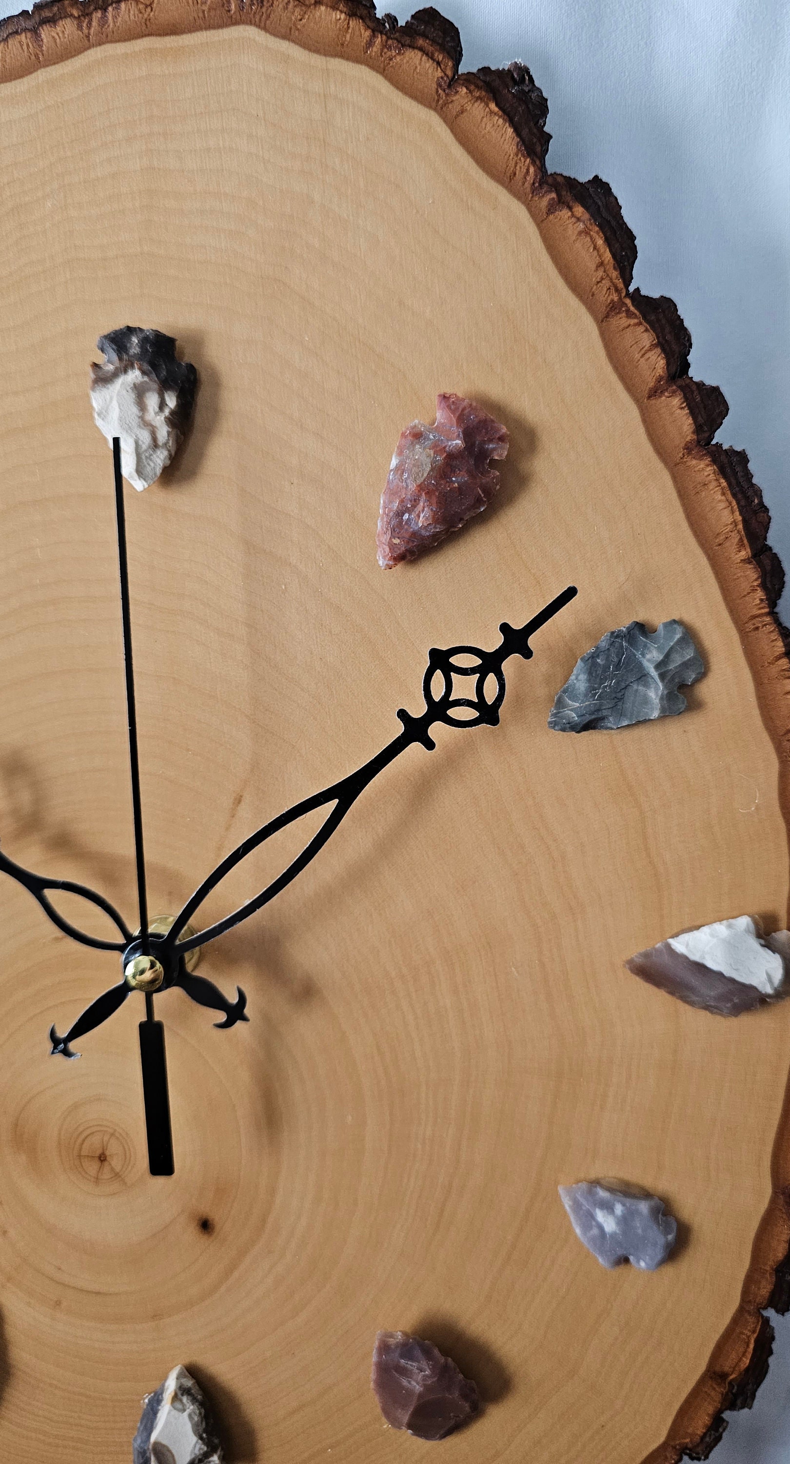 Basswood & Agate Arrowhead Clock: Rustic Handmade Wall Decor. - Etsy