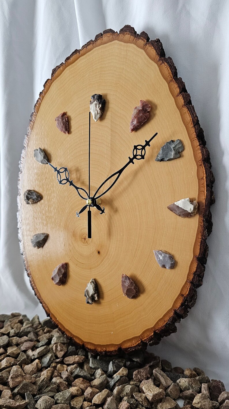 Basswood & Agate Arrowhead Clock: Rustic Handmade Wall Decor. - Etsy