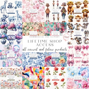 Watercolor Clipart Shop Mega Bundle, Clip art & Sublimation , Entire Shop Unlimited Lifetime Access Current and Future Designs, JPG, PNG