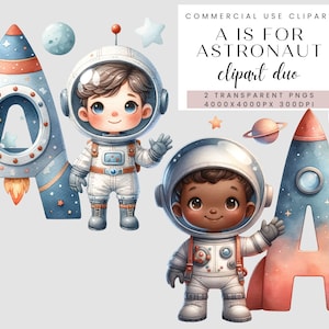 Alfabeto imprimir pequeño astronauta nave espacial vivero arte niños habitación decoración, baby shower niño negro blanco regalo, letra A acuarela digital PNG