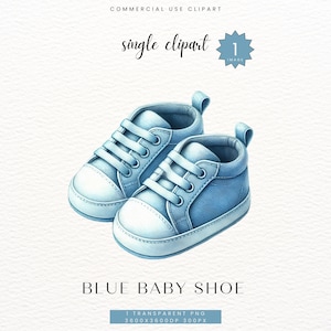 Clipart scarpa bambino blu, clipart sneaker babyshower, download acquerello, annuncio di nascita, festa di rivelazione di genere, sublimazione, PNG, SC-0193