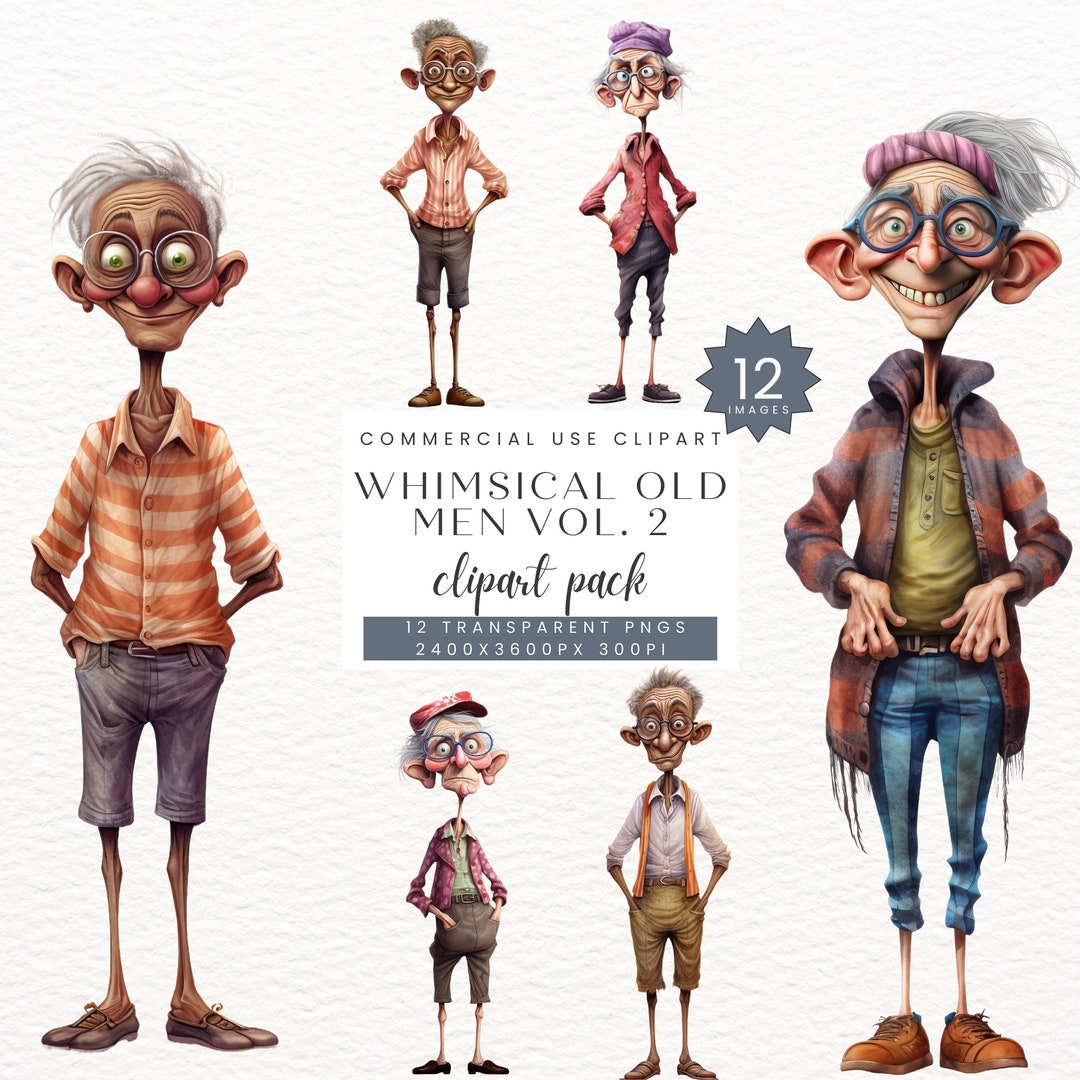 Funny Old Man Clipart, Old Aged Clip Art , Quirky Grandpa PNG, Old ...