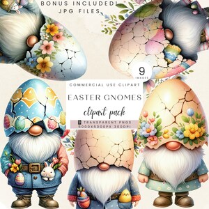 Flower Spring and Easter Gnome Clipart, Gardening Flowers Gnomes, Sublimation PNG and JPG, Clip art Bundle, Commercial Use, Digital Download