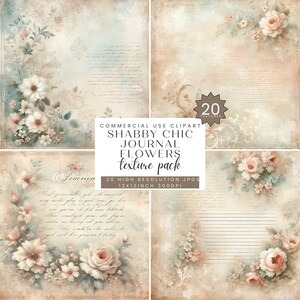 Shabby Chic Digital Roses Pack, Printable Digital Download, Junk Journal Flowers, Vintage Pink Rose paper,  Ephemera, Card Making, JPG kit