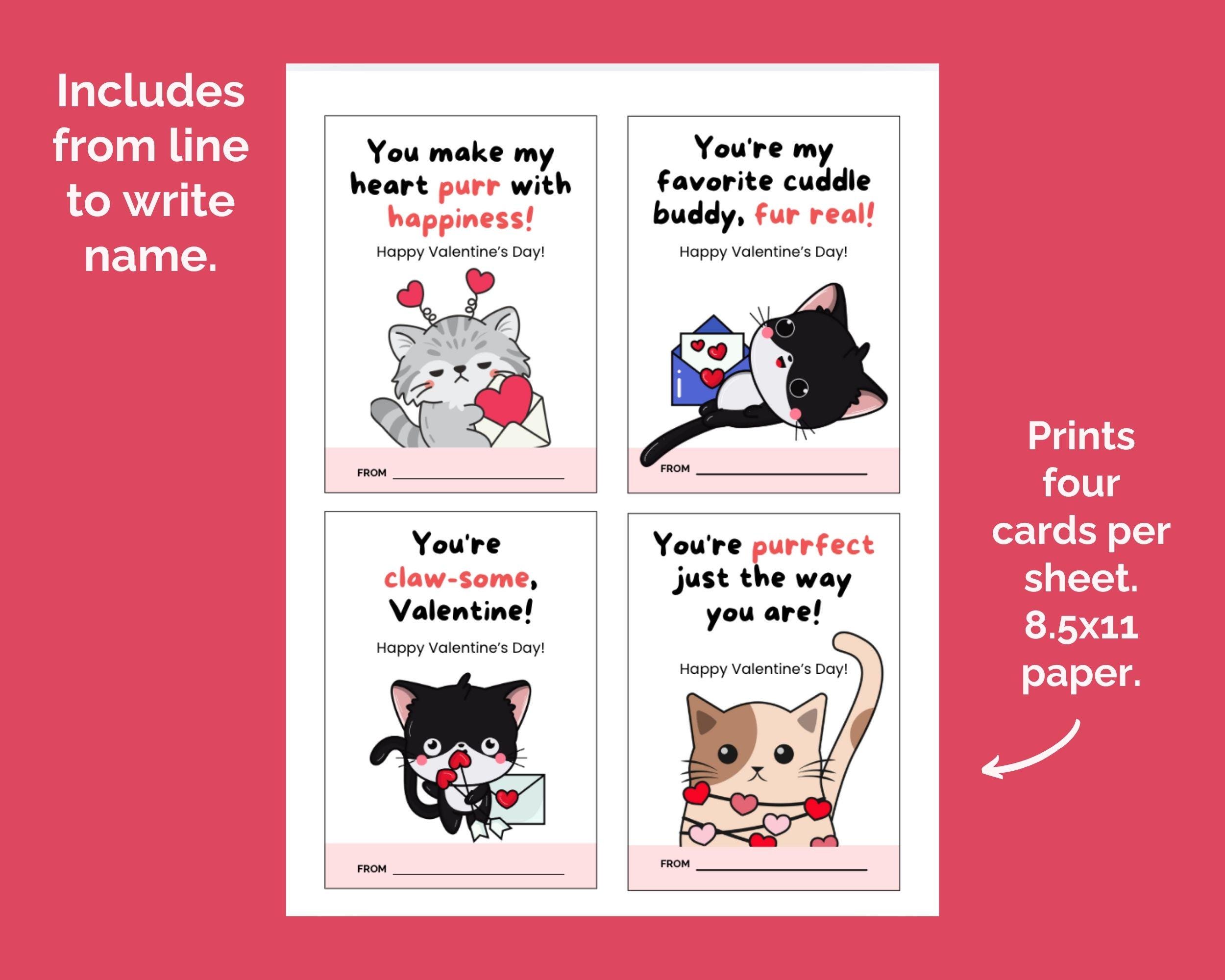 Cat Valentine Cards Printable | Funny Cat Valentines Day Cards | Cute ...