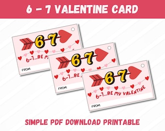 6-7 Valentine Card Printable Trendy Kids Valentine Instant PDF Download Classroom Valentines Candy or Non-Candy Kids And Teens Gift