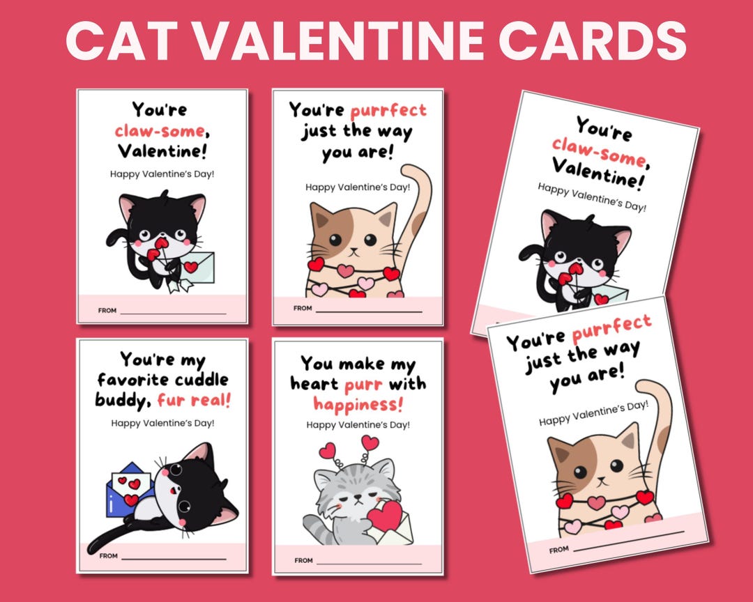 Cat Valentine Cards Printable | Funny Cat Valentines Day Cards | Cute ...