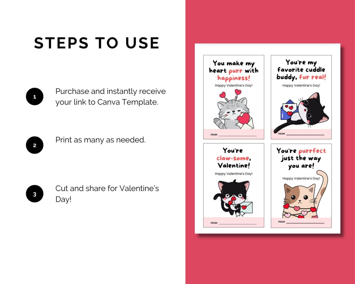 Cat Valentine Cards Printable | Funny Cat Valentines Day Cards | Cute ...