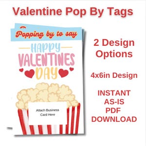 Valentine Pop By Tag Druckbare Tag für Makler Makler Makler Popcorn Tag