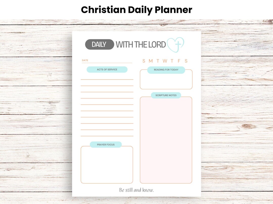 Daily Scripture Planner Christian Daily Planner Printable | Prayer Journal & Bible Reading ...