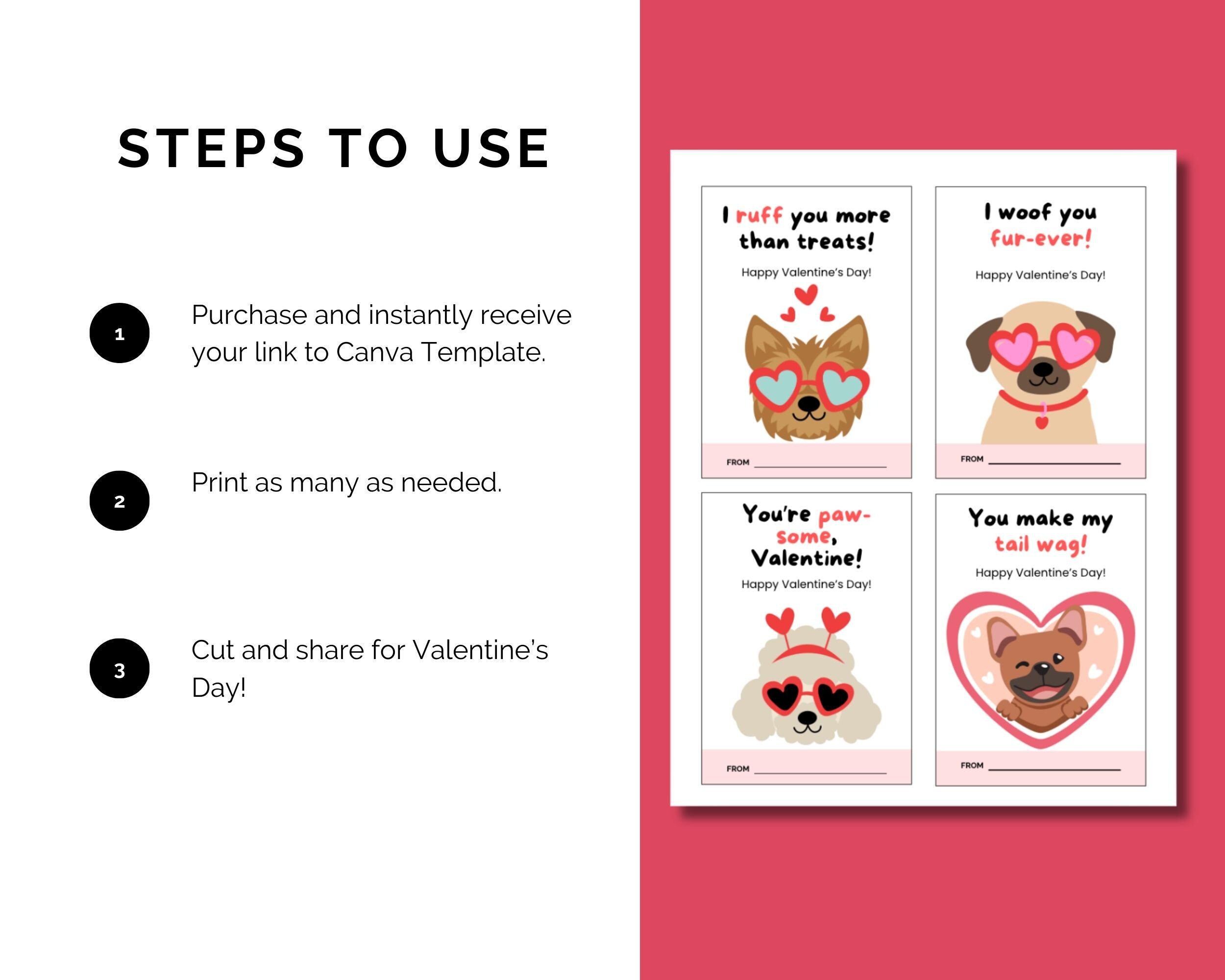 Dog Valentine Cards Printable | Puppy Valentines Day Cards | Cute Dog ...