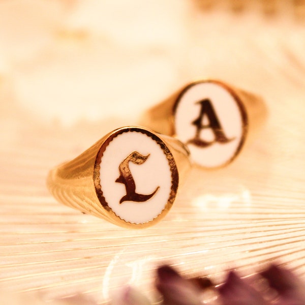 Gold "LA" Old English Double-Ring Set