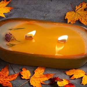 Hand-Poured Dough Bowl Candle: Organic Wax, Wooden Wicks