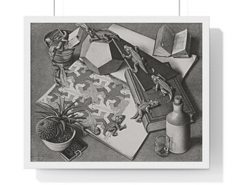 M. C. Escher, Reptiles, 1943, Dutch Artist, Maurits Cornelis Escher Print, Surrealism, Imp-Art, M. C. Escher Gift, Maurits Escher Poster