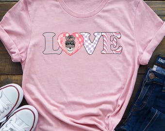 Camiseta LOVE Skull para o Dia dos Namorados, Camiseta Gótica e Moderna para o Dia dos Namorados