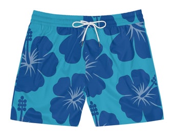 Short de bain mi-long pour homme (AOP) - Hibiscus bleu