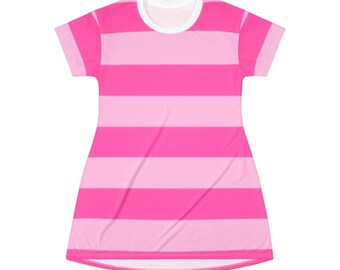 T-shirtjurk (AOP) - Roze streep