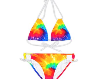 Strappy Bikini Set (AOP)- Tie Dye