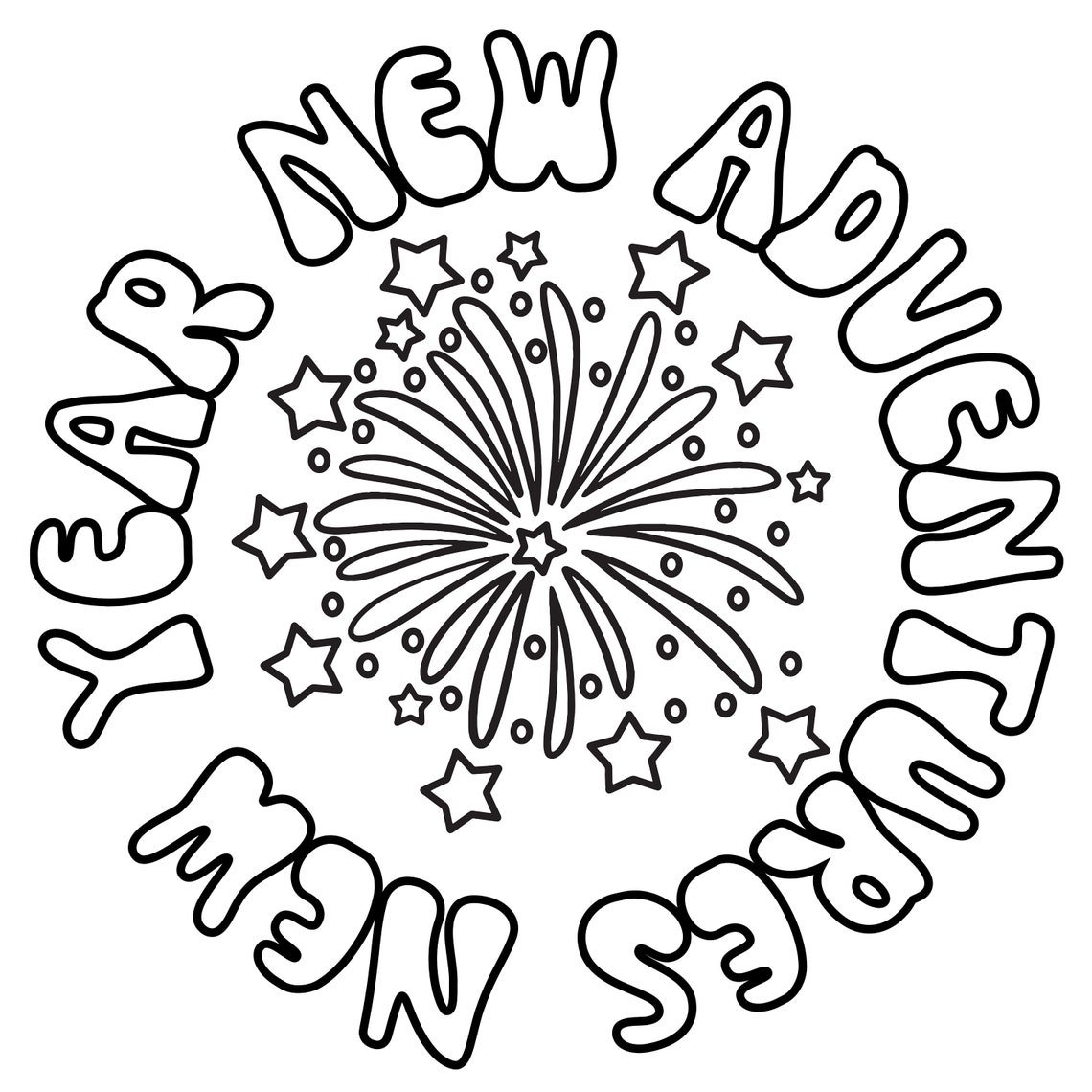 Happy New Year Coloring Pages, New Year Coloring Pages, Coloring Pages for Kids, Coloring Pages