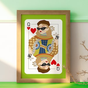 Carta da gioco - Carta da gioco Regina di cuori - straordinaria - Stampa digitale - Decorazione da parete moderna per la tua sala giochi, arte da parete