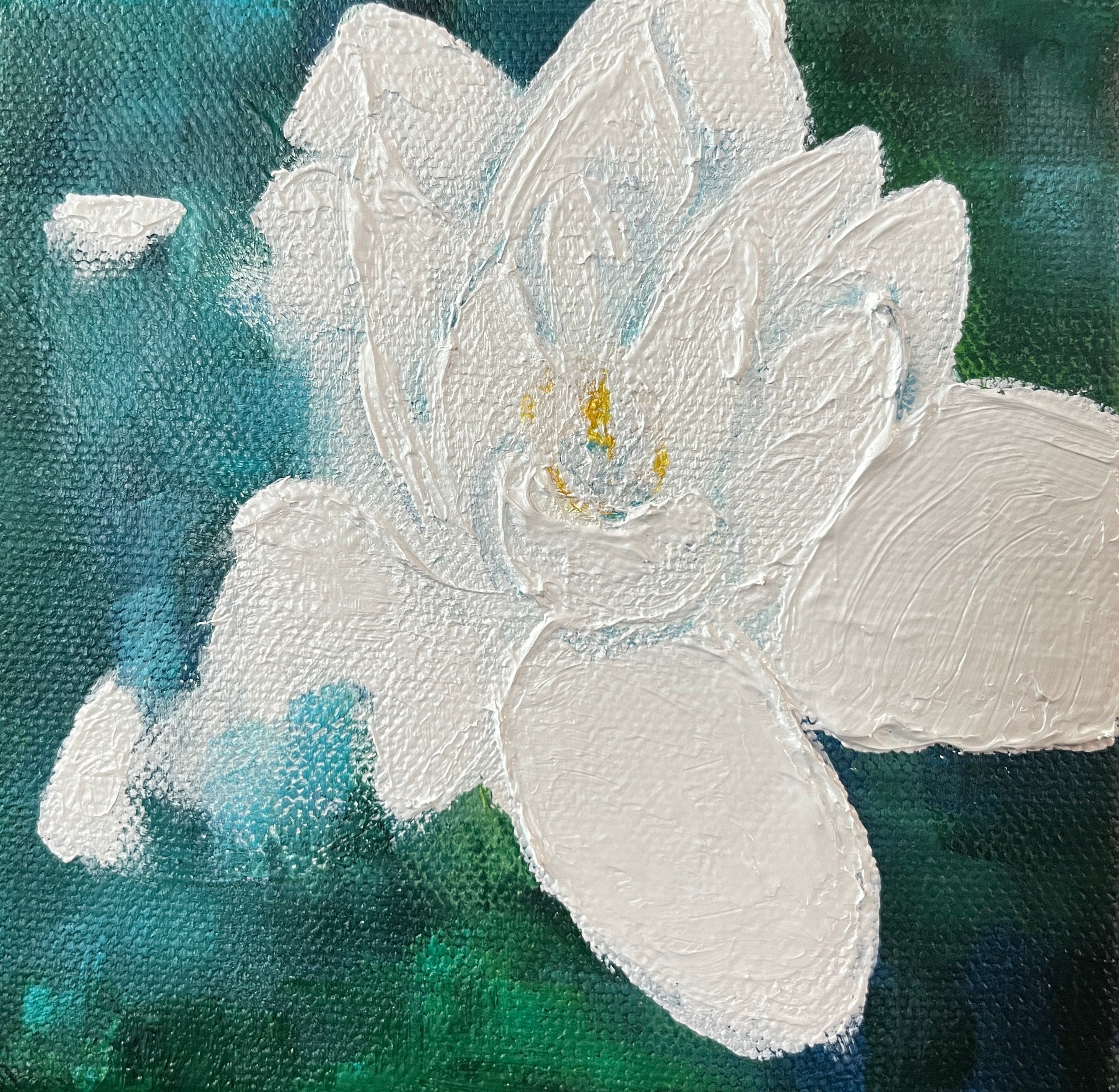 睡蓮1の絵画：抽象的な7月の誕生花アート - Etsy 日本