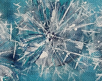 Teal Dandelion Wishes 14 kleine Akzent Kunst (3x9x0,5)