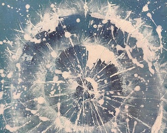 Dandelion Wish 20 abstrakte Acrylgemälde in Blautönen, Türkis und Weiß, 30x30 cm