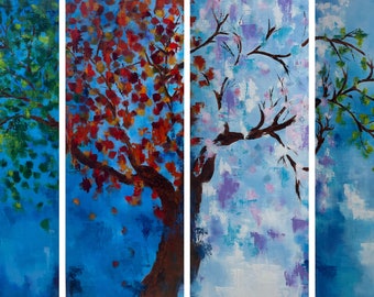 Baum des Lebens Gemälde: Vier Jahreszeiten Ahorn Baum Abstrakte Kunst