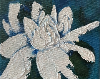 Seerose 2 Gemälde: Juli Geburt Blume Kunst, Kleine Blumen Leinwand (5x5)