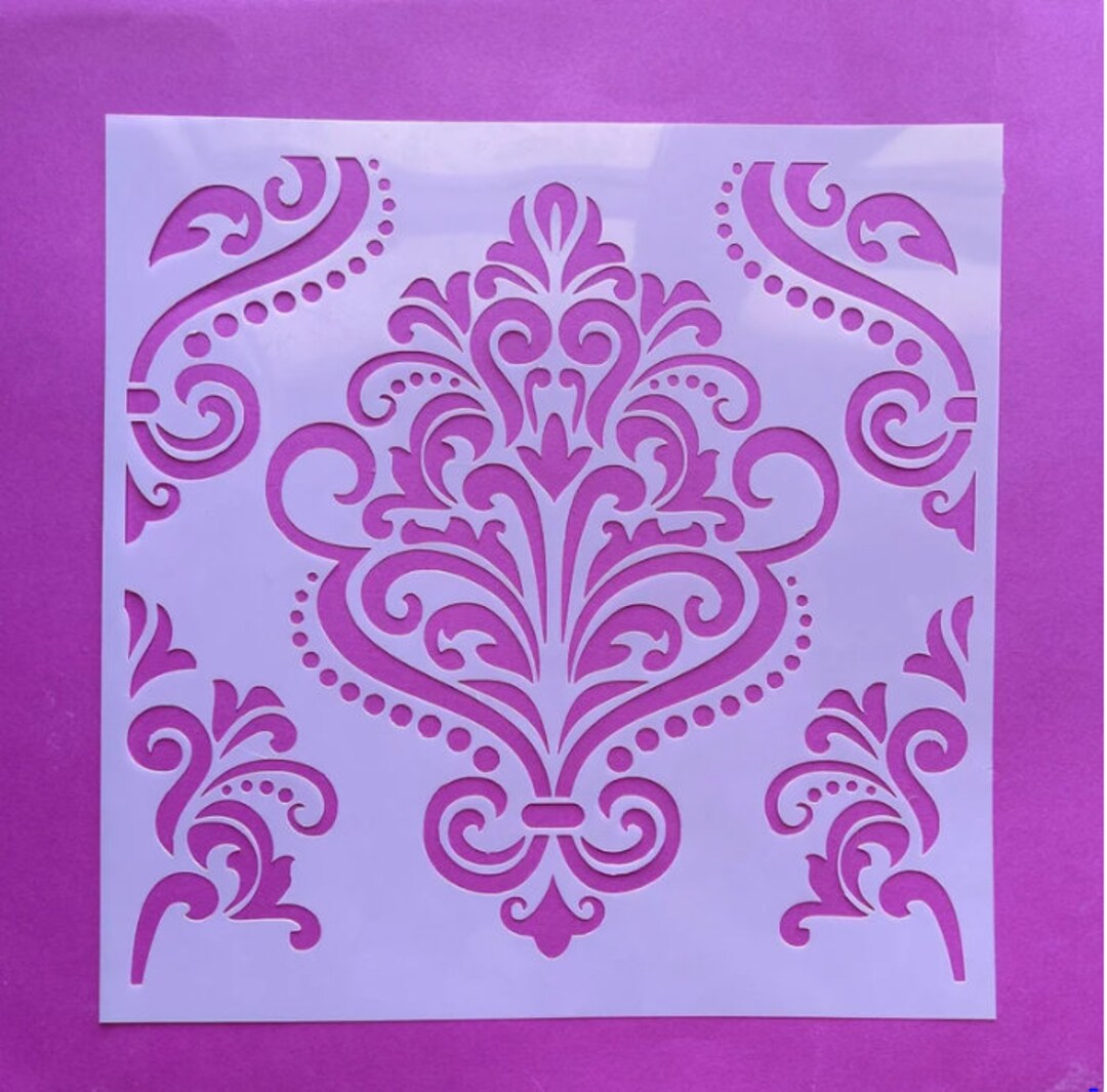 Baroque Damask Pattern Stencil Stencil for Decorations Etsy
