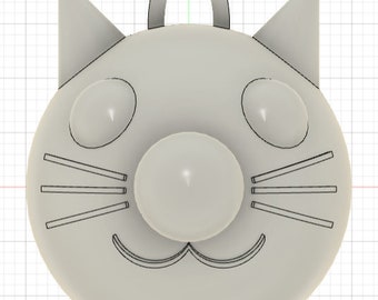 May include: A white ceramic cat charm with a black outline. The cat has a round nose, closed eyes, and a small smile.