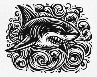 Shark SVG, Shark Bundle Svg, Angry Shark Svg, Shark on the Sea, Shark Predator Silhouette SVG PNG Clipart Cut Files