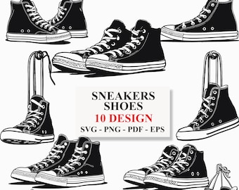 Sneakers Schuhe SVG Clipart: Silhouette Cut Files (10 Designs)