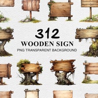 Watercolor Wooden Sign Clipart: Rustic Wedding Graphics (digital ...