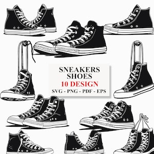 Sneakers Shoes SVG Clipart: Silhouette Cut Files (10 Designs)