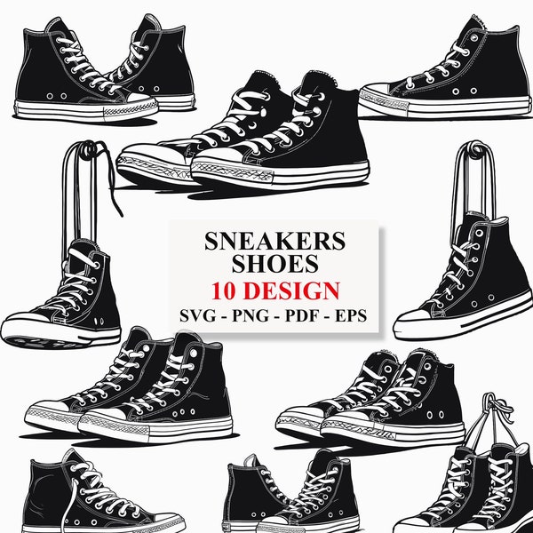 Sneakers Shoes SVG, Sneakers Svg, Shoes Svg, Sneakers Shoes Clipart, Sneakers Silhouette, Shoes Cut Files