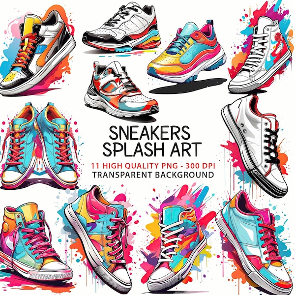 Sneakers Shoes Splash Art PNG, Sneakers Clipart PNG, Colorful Shoes