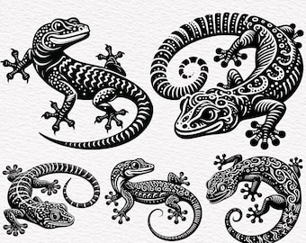 Gecko SVG, Lizard Gecko Svg, Gecko Bundle Svg, Gecko Silhouette SVG PNG Clipart Cut Files