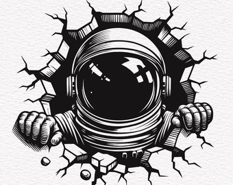 Astronaut Cracked Wall SVG: Spacesuit Clipart Vector (Digital Files)