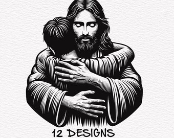 Jesus Hug SVG Bundle - Christliche Clipart, religiöse Silhouette Vektor für Cricut & Laser Cut