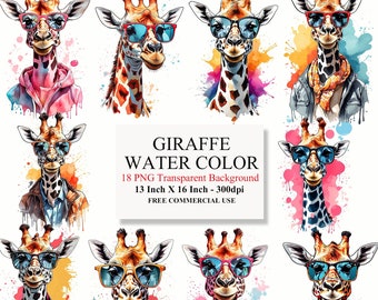 Giraffe Head Watercolor, Giraffe Clipart