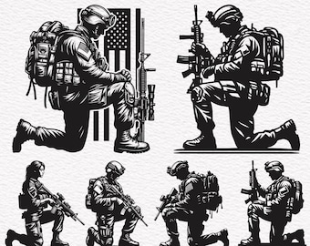 Kniender Soldat Silhouette: Clipart SVG, PNG, PDF