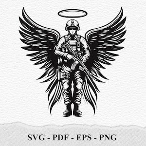 Angel Soldier SVG: Patriotic Wings Halo Clipart (Digital Files)