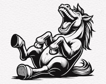 Horse SVG, Laughing Horse  Svg, Funny Horse  Svg, Fun Comedy Horse, Horse Silhouette SVG PNG Clipart Cut Files