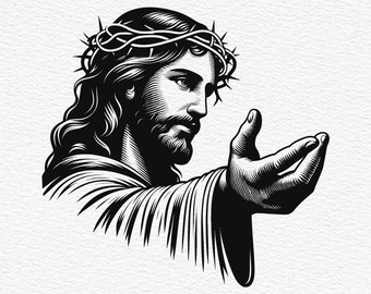 Jesus Christus Silhouette SVG: Christliche Vektor Clipart (Digitale Dateien)